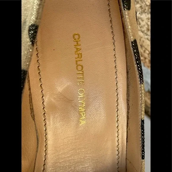 Charlotte Olympia Dolly Leopard Beige Gold Black Figure Heel Platform Pu… - Picture 4 of 16